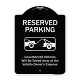 Reserved Parking Unauthorized Vehicles Will Be Towed Away At Owner Expense With Graphic