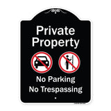 Private Property No Parking Or Trespassing With Symbols
