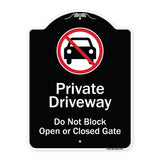 Private Driveway Do Not Block Open Or Closed Gate With No Parking Graphic