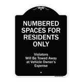 Numbered Spaces Residents Only Violators Will Be Towed Away At Vehicle Owners Expense
