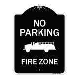 No Parking, Fire Zone With Fire Truck Graphic