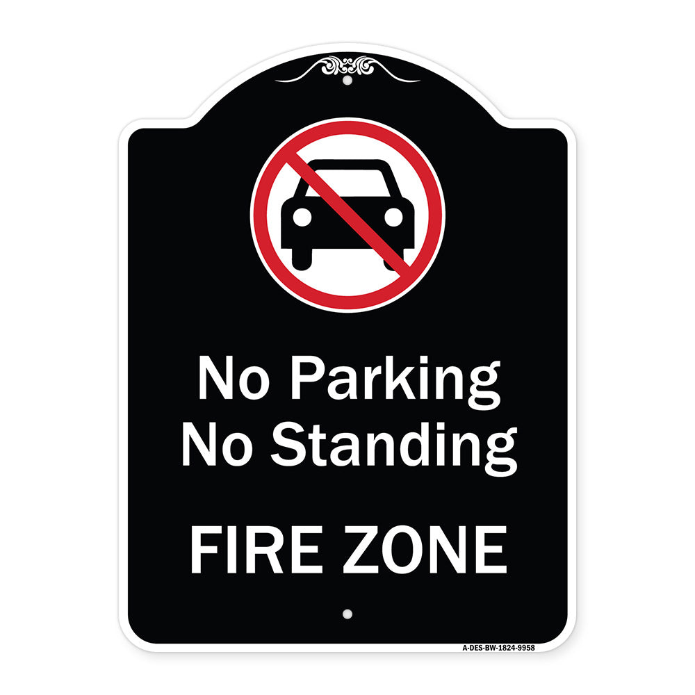 No Parking Or Standing, Fire Zone With Graphic