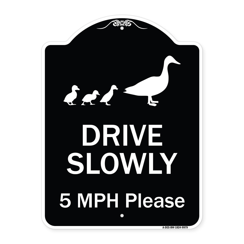 Drive Slowly 5 Mph Please With Duck And Ducklings Walking Graphic