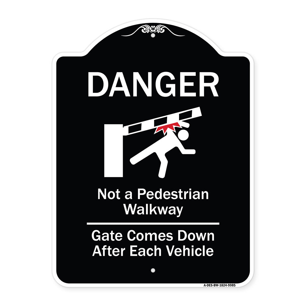 Danger Not A Pedestrian Walkway Gate Comes Down After Each Vehicle