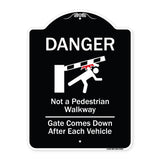 Danger Not A Pedestrian Walkway Gate Comes Down After Each Vehicle