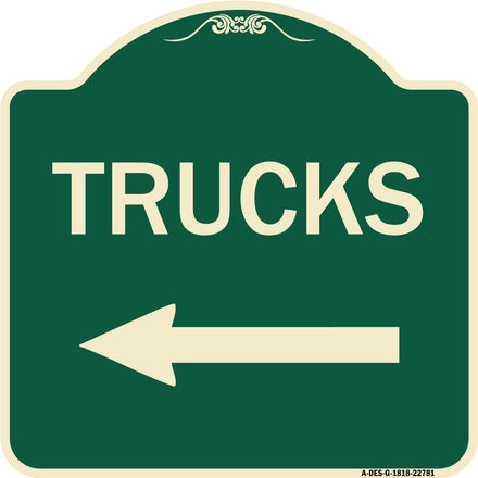 Trucks Sign Trucks (With Left Arrow)