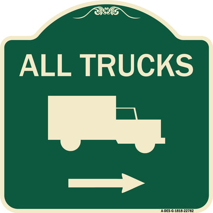 Trucks Sign All Trucks (With Truck Symbol & Right Arrow)