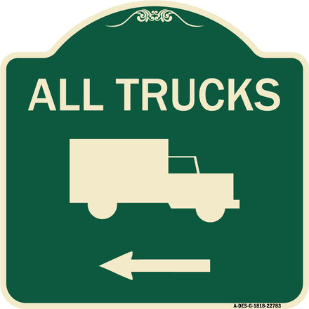 Trucks Sign All Trucks (With Truck Symbol & Left Arrow)