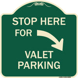 Stop Here for Valet Parking (Right Arrow)
