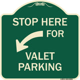 Stop Here for Valet Parking (Left Arrow)
