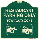 Restaurant Parking Only Tow-Away Zone (With Car Tow Graphic)