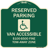 Reserved Parking Van Accessible $100-$500 Fine Tow Away Zone (With Graphic)