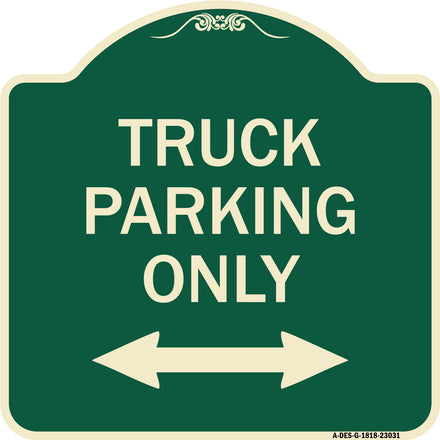 Reserved Parking Sign Truck Parking Only with Bidirectional Arrow