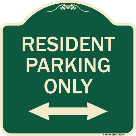 Reserved Parking Sign Resident Parking Only (With Bi-Directional Arrow)