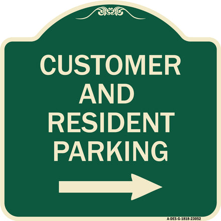 Reserved Parking Sign Customer and Visitor Parking (With Right Arrow)