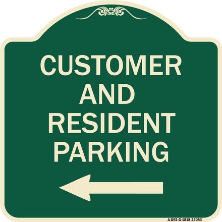 Reserved Parking Sign Customer and Visitor Parking (With Left Arrow)