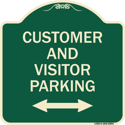 Reserved Parking Sign Customer and Visitor Parking (Bidirectional Arrow)