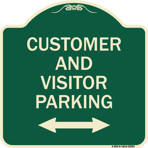 Reserved Parking Sign Customer and Visitor Parking (Bidirectional Arrow)