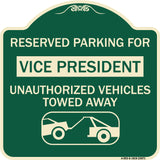Reserved Parking for Vice President Unauthorized Vehicles Towed Away (With Car Tow Graphic)