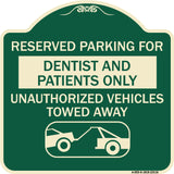 Reserved Parking for Dentists and Patients Only Unauthorized Vehicles Towed Away (With Car Tow Graphic)