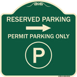 Reserved Parking - Permit Parking Only with Symbol and Right Arrow