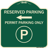 Reserved Parking - Permit Parking Only with Symbol and Left Arrow
