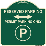 Reserved Parking - Permit Parking Only with Symbol and Bidirectional Arrow
