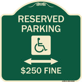 Reserved Parking $250 Fine (With Updated Symbol and Bi-Directional Arrow)