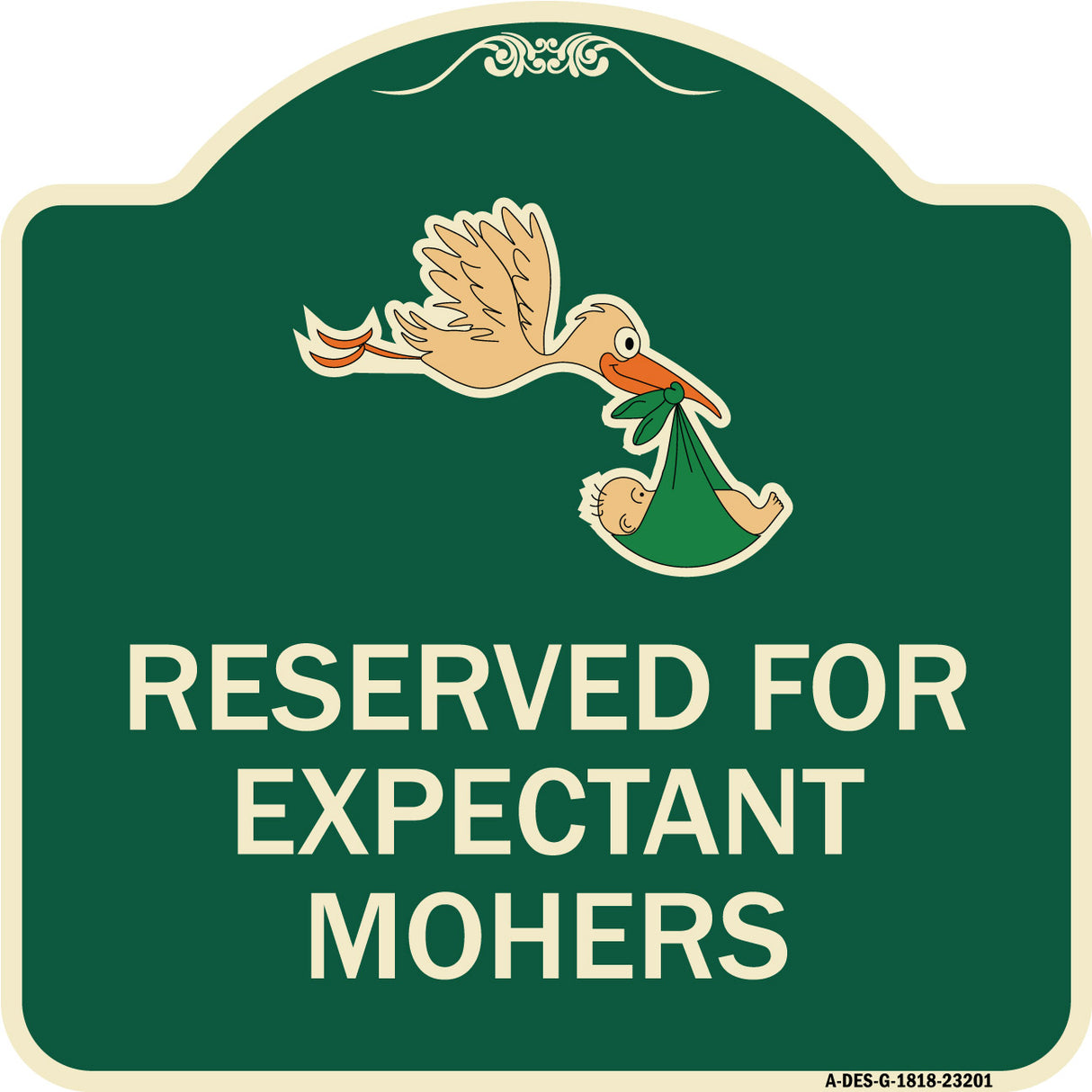 Reserved for Expectant Mothers (With Stork & Baby Graphic)
