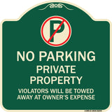 Private Property Violators Towed Away at Owner Expense with No Parking Symbol