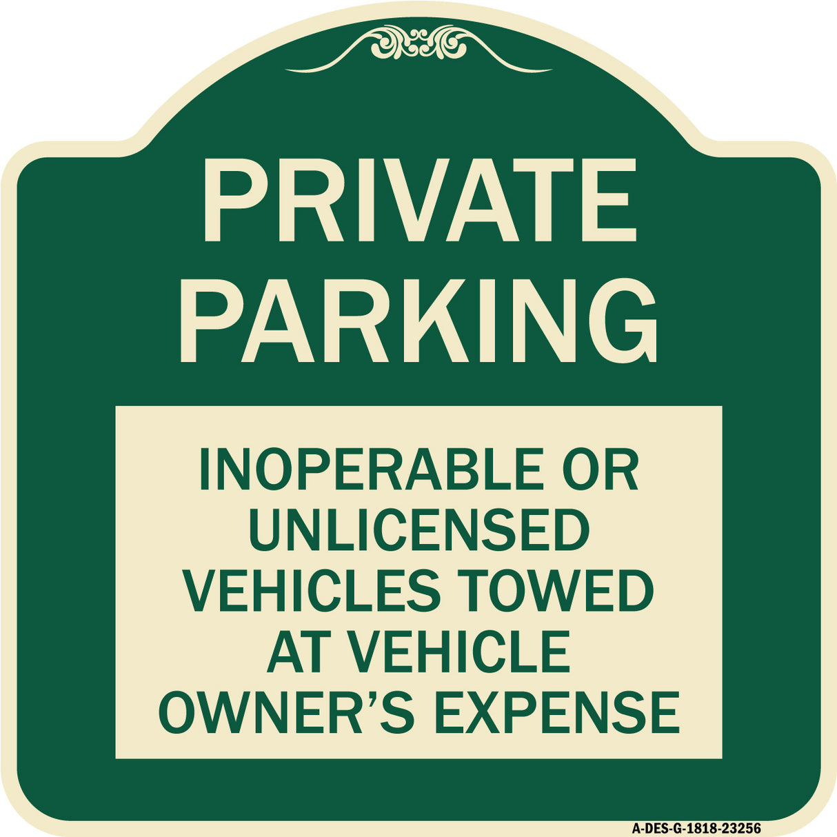 Private Parking Inoperable or Unlicensed Vehicles Towed at Vehicle Owner's Expense