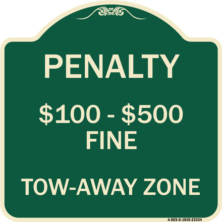 Penalty $100-$500 Fine Tow-Away Zone