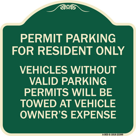 Parking Permit Sign Permit Parking for Residents Only Vehicles Without Valid Parking Permits Will Be Towed