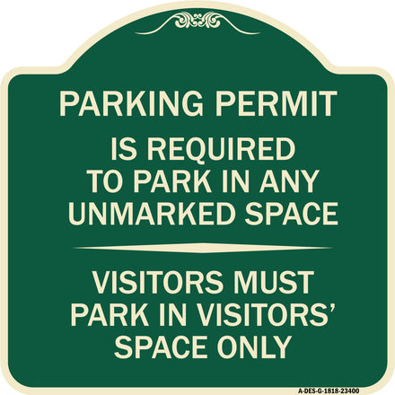 Parking Permit Is Required to Park in ANY Unmarked Space - Visitors Must Park in Visitors' Space Only