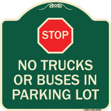 Parking Lot Rules Sign Stop - No Trucks or Buses in Parking Lot (With Stop Symbol)