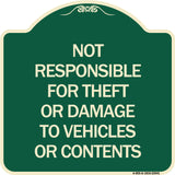 Not Responsible for Theft or Damage to Vehicles or Contents
