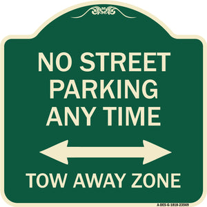No Street Parking Anytime Tow Away Zone (With Bidirectional Arrow)