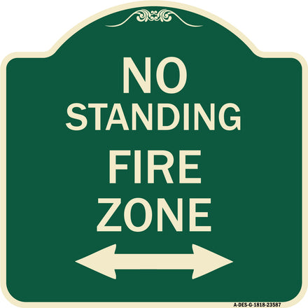 No Standing Fire Zone with Bidirectional Arrow