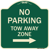 No Parking Tow Away Zone with Right Arrow