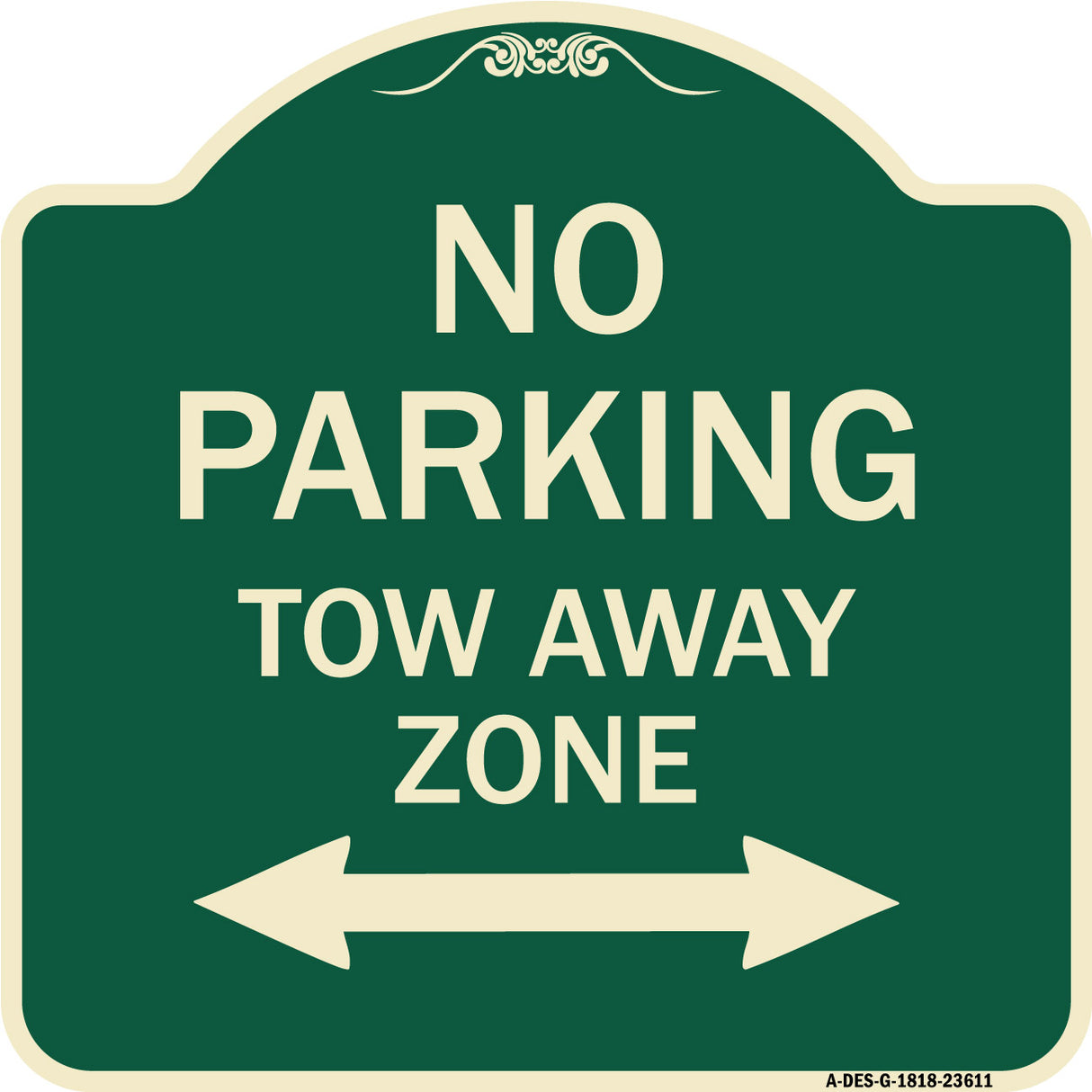 No Parking Tow Away Zone with Bidirectional Arrow