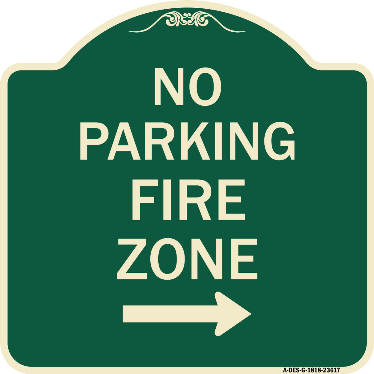 No Parking Fire Zone with Right Arrow