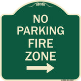 No Parking Fire Zone with Right Arrow