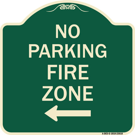 No Parking Fire Zone with Left Arrow