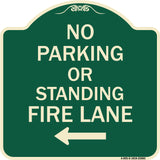 No Parking or Standing Fire Lane (With Left Arrow)