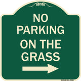 No Parking on the Grass with Right Arrow