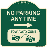 No Parking Anytime Tow-Away Zone with Right Arrow
