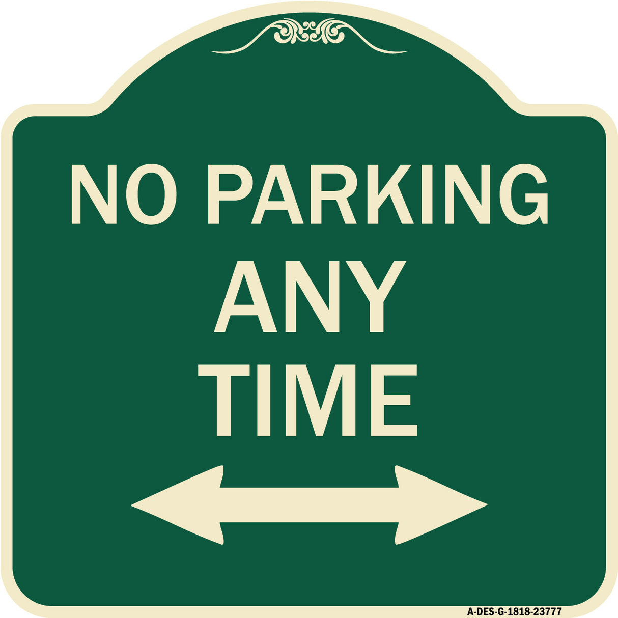 No Parking Anytime with Bidirectional Arrow