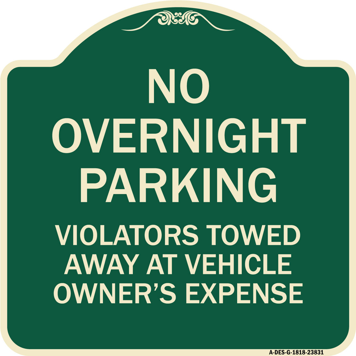 No Overnight Parking Violators Towed Away at Vehicle Owner's Expense