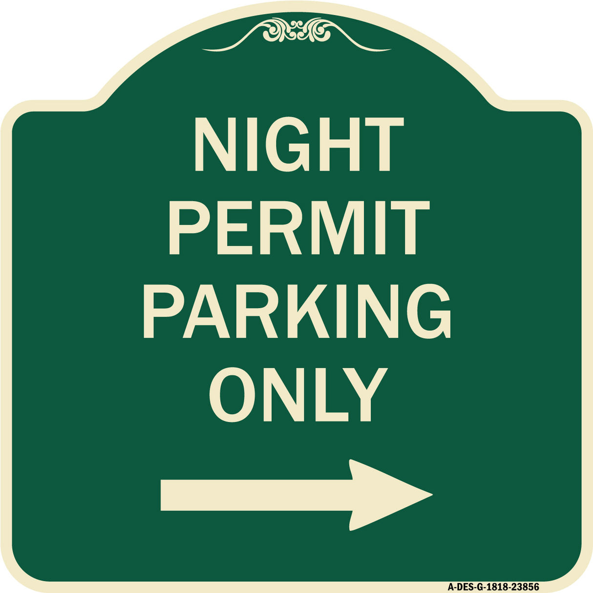 Night Permit Parking Only (With Right Arrow)