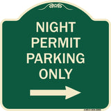 Night Permit Parking Only (With Right Arrow)